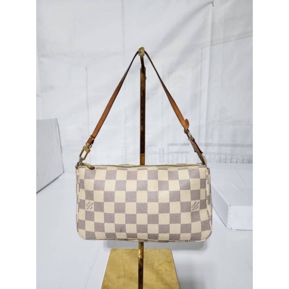 Authentic Louis Vuitton Damier Azur Pochette Accessory Beige/Cream - Picture 4 of 14